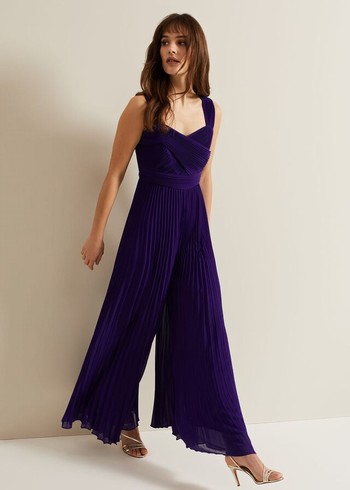 Phase Eight Lucia Pleated Bodice Jumpsuit Purple Canada | EFMKIT-486